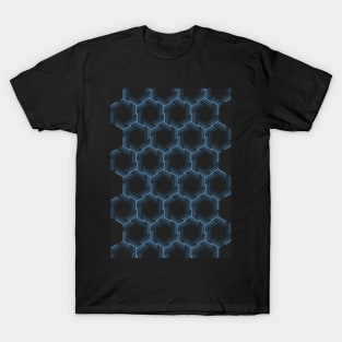 Blue Hexagon-Pattern T-Shirt